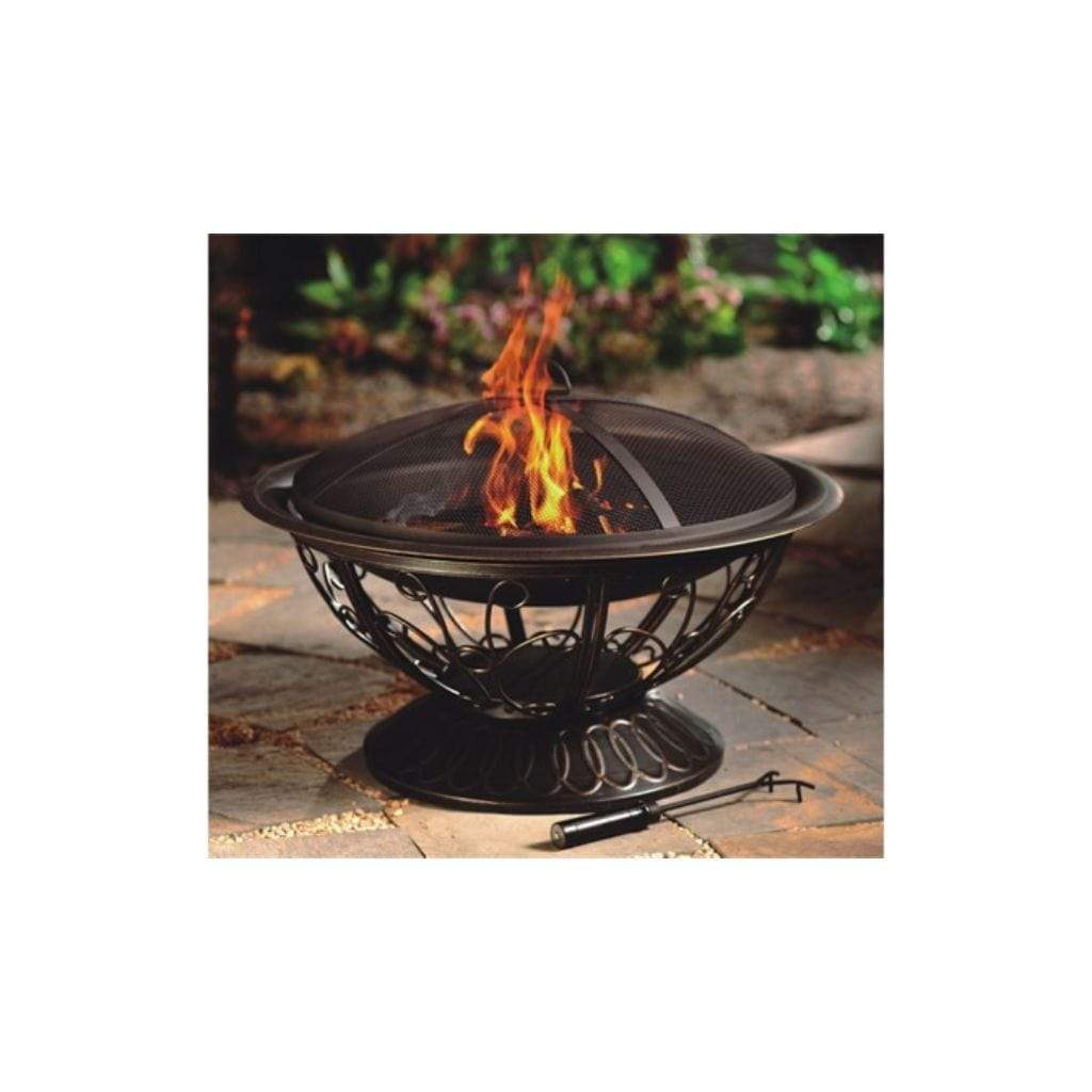 AZ Patio Heaters 30" Round Wood Burning Firepit with Scroll Design