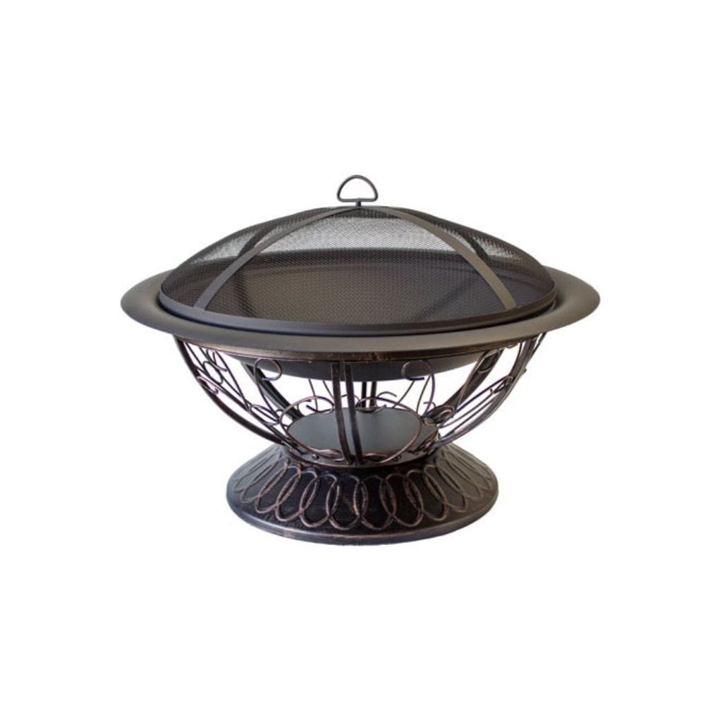 AZ Patio Heaters 30" Round Wood Burning Firepit with Scroll Design