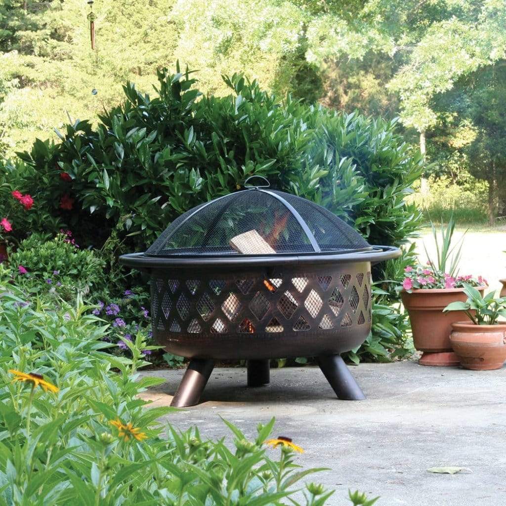 Endless Summer 36" Oil Rubbed Bronze Outdoor Wood Burning Fire Pit With Lattice Design