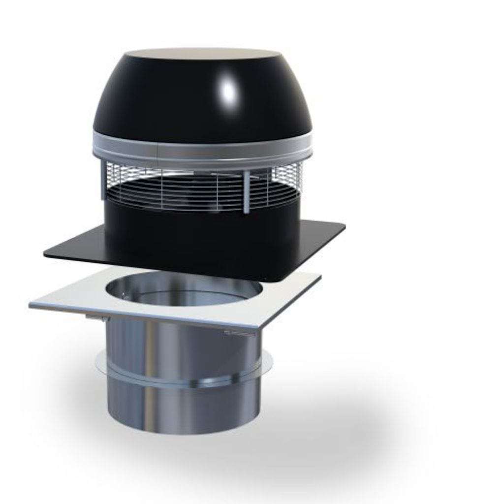 Enervex RSHT 12" Chimney Fan With 8" Manual Fireplace Damper & Solid Fuel Fan Controller - Manual Draft & Damper System