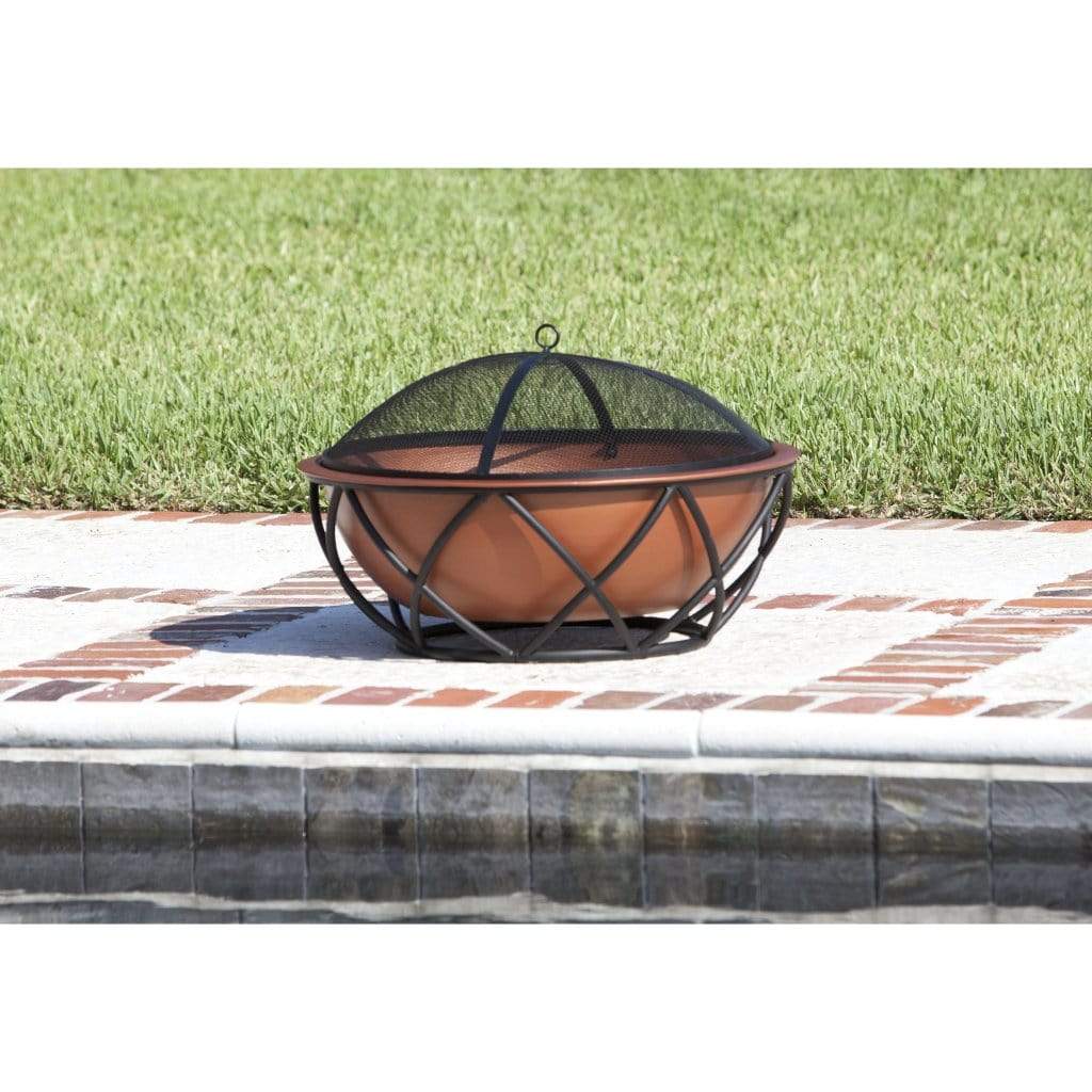 Fire Sense 26" Barzelonia Round Copper-Look Wood Burning Fire Pit