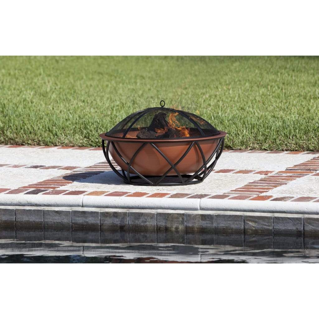 Fire Sense 26" Barzelonia Round Copper-Look Wood Burning Fire Pit