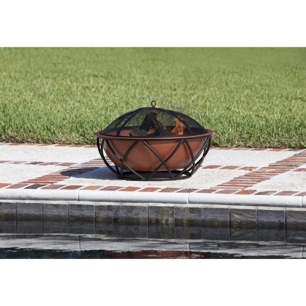 Fire Sense 26" Barzelonia Round Copper-Look Wood Burning Fire Pit