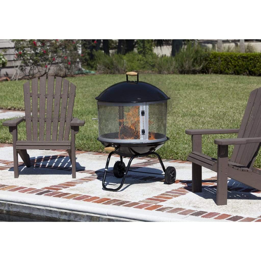 Fire Sense 28" Bessemer Wood-Burning Rolling Patio Fireplace