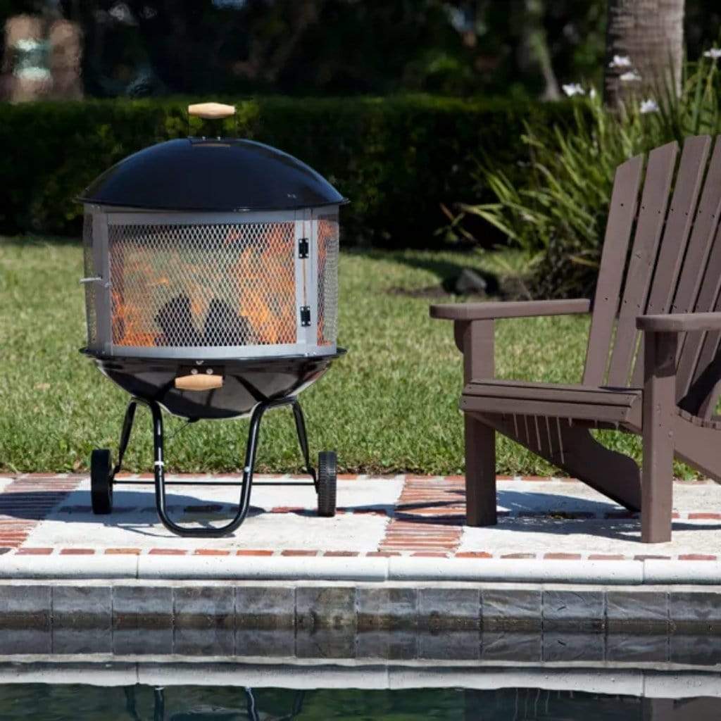 Fire Sense 28" Bessemer Wood-Burning Rolling Patio Fireplace