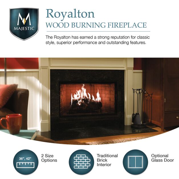 Majestic Royalton 36" Radiant Traditional Wood Burning Fireplace