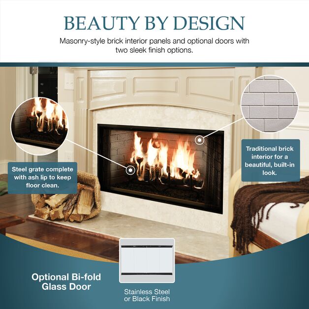 Majestic Royalton 36" Radiant Traditional Wood Burning Fireplace