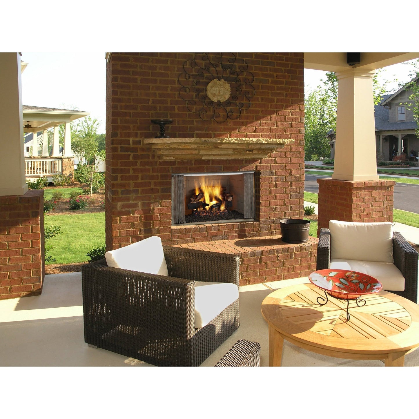 Majestic Villawood 42" Traditional Outdoor Wood Burning Fireplace With Traditional Refractory