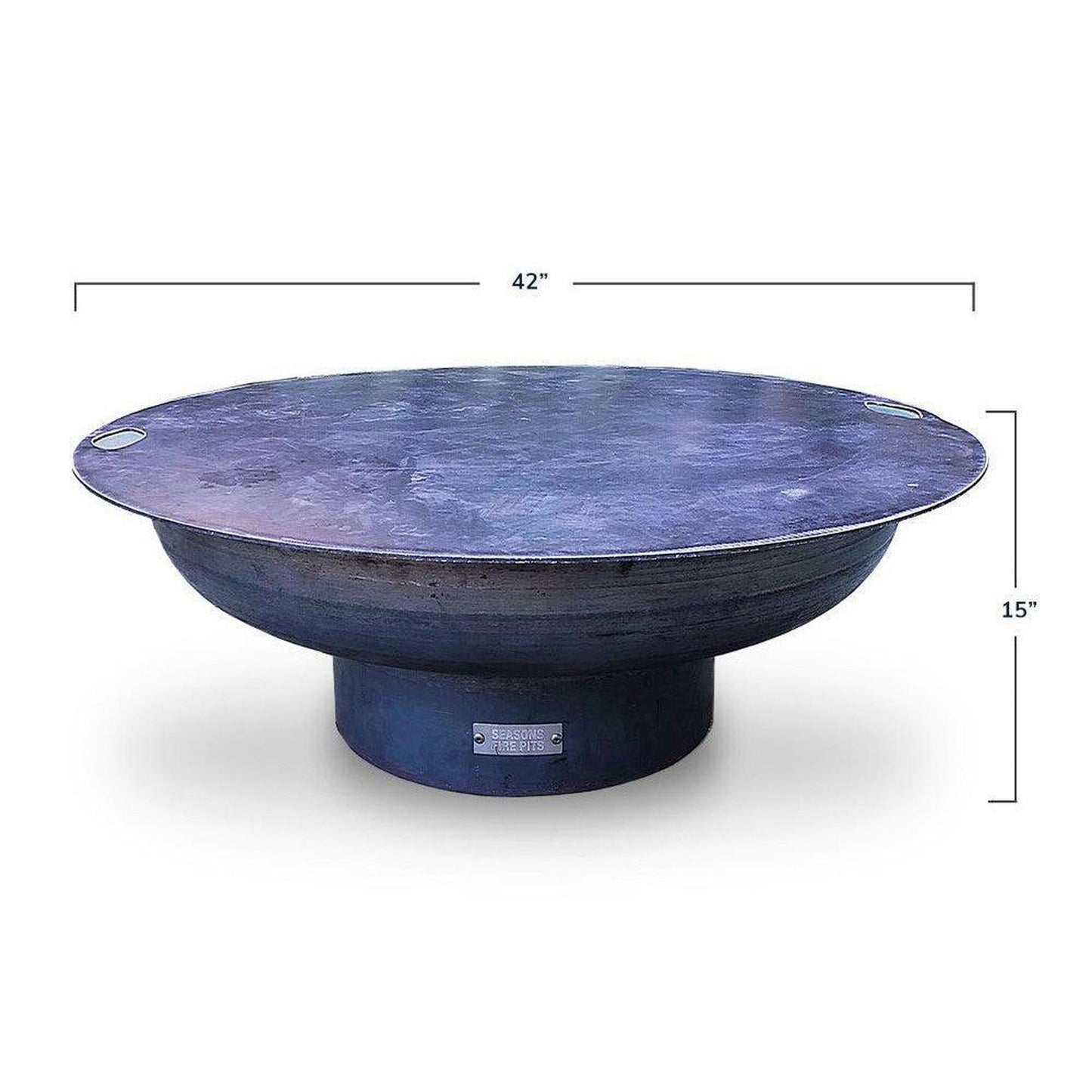Seasons ELLIPTICAL 36" Natural Rust Patina Wood Steel Fire Pit with Lid II