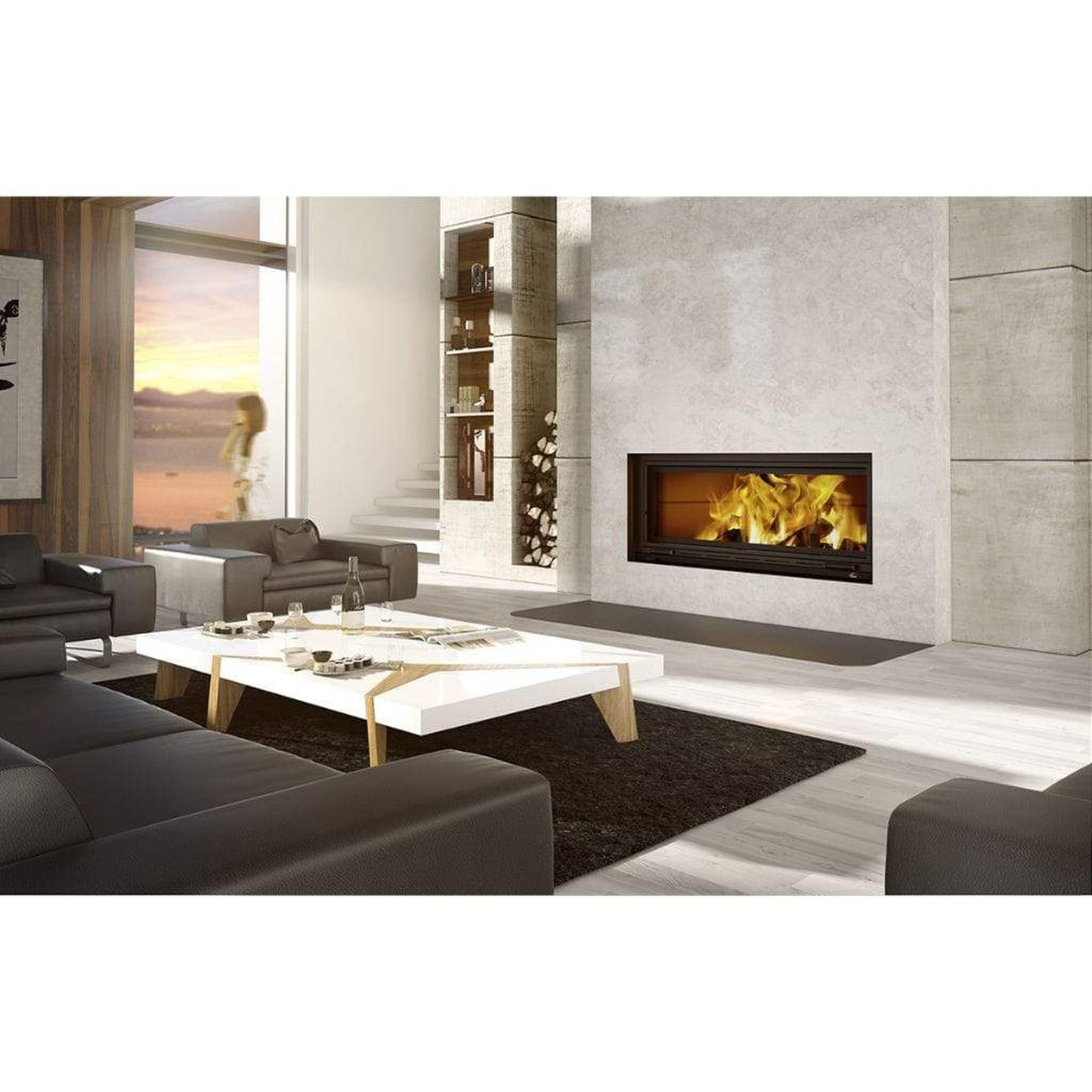 Valcourt Straight Masonry Trim Kit for Saint-Laurent Decorative Linear Wood Fireplace