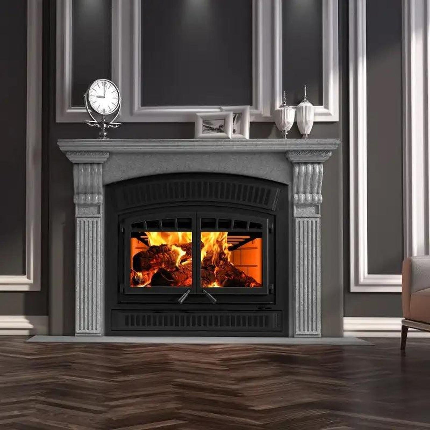 Ventis HE350 45" Black High-Efficiency Direct Vent Large Wood Burning Fireplace, EPA2020 Certified