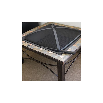 AZ Patio Heaters 30" Square Slate Tile Square Wood Burning Fire Pit-Poker/Cover Included