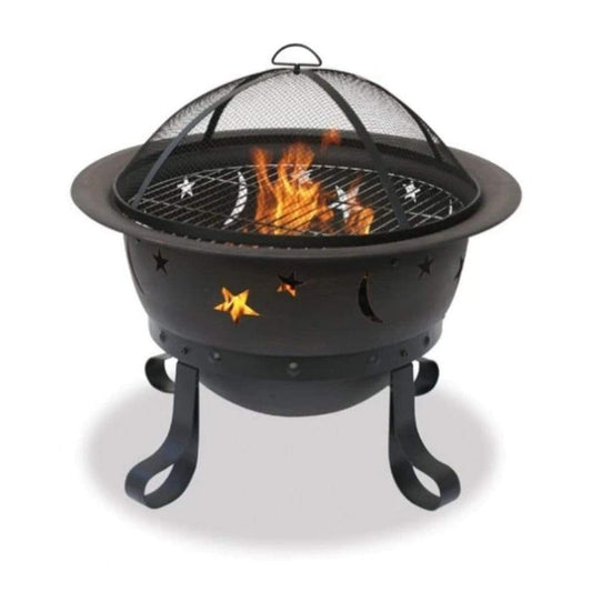 Endless Summer 30" Oil Rubbed Bronze Outdoor Wood Burning Fire Pit With Stars and Moons Design