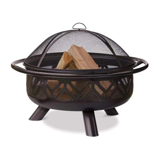 Endless Summer 36" Oil Rubbed Bronze Outdoor Wood Burning Fire Pit With Geometric Design