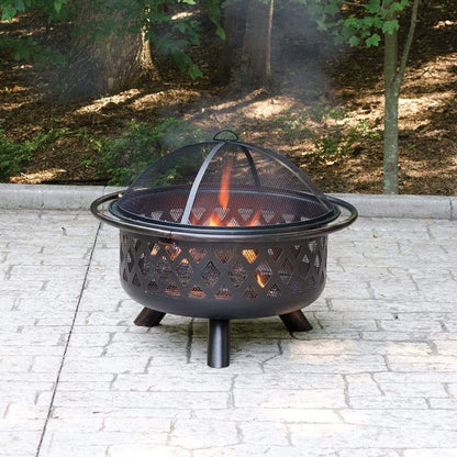 Endless Summer 36" Oil Rubbed Bronze Outdoor Wood Burning Fire Pit With Lattice Design