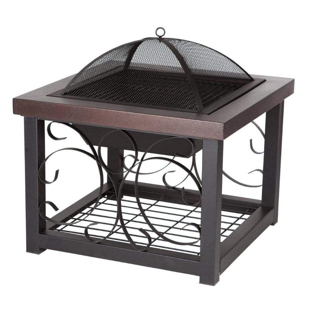 Fire Sense 28" Hammer Tone Bronze Finish Cocktail Table Wood Burning Fire Pit