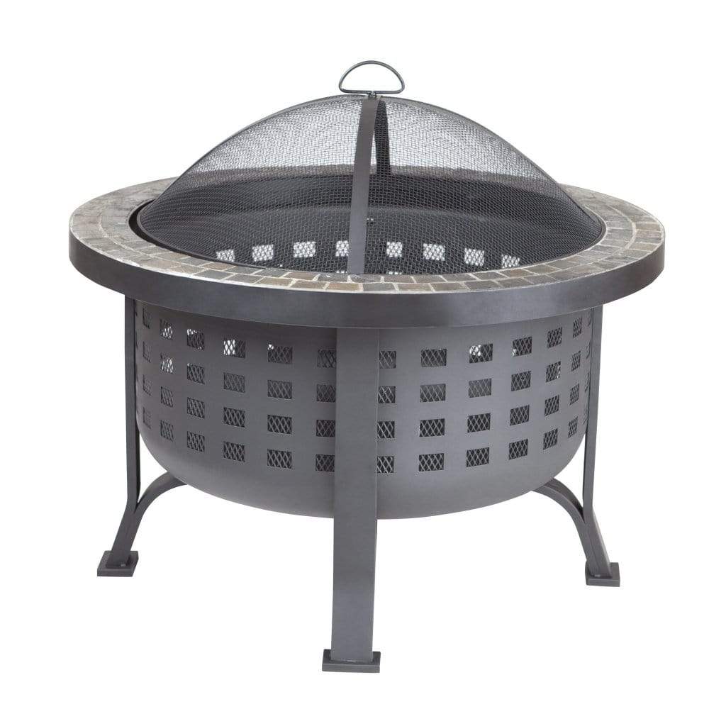 Fire Sense 30" Alpina Round Slate Top Wood Burning Fire Pit