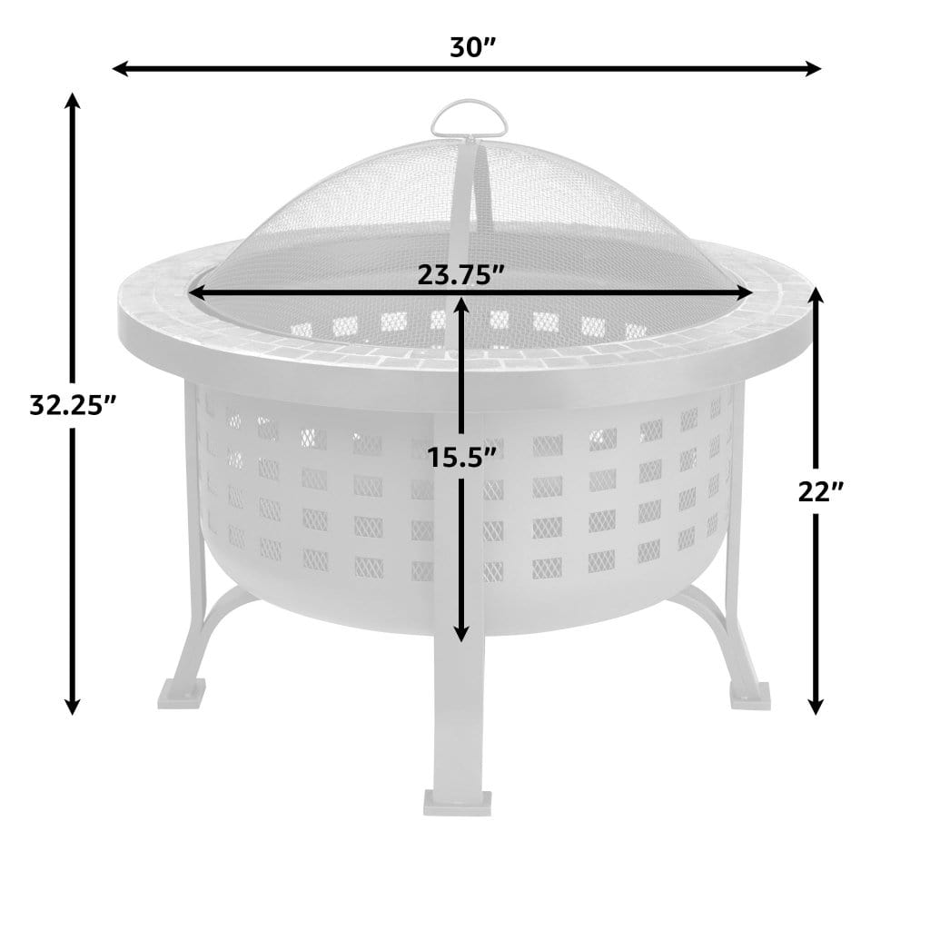 Fire Sense 30" Alpina Round Slate Top Wood Burning Fire Pit