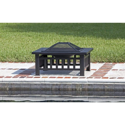 Fire Sense 32" Stonemont Square Wood Burning Fire Pit