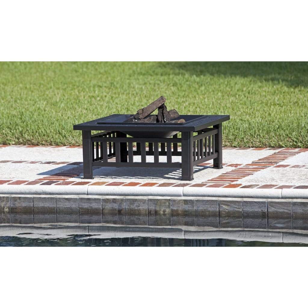 Fire Sense 32" Stonemont Square Wood Burning Fire Pit