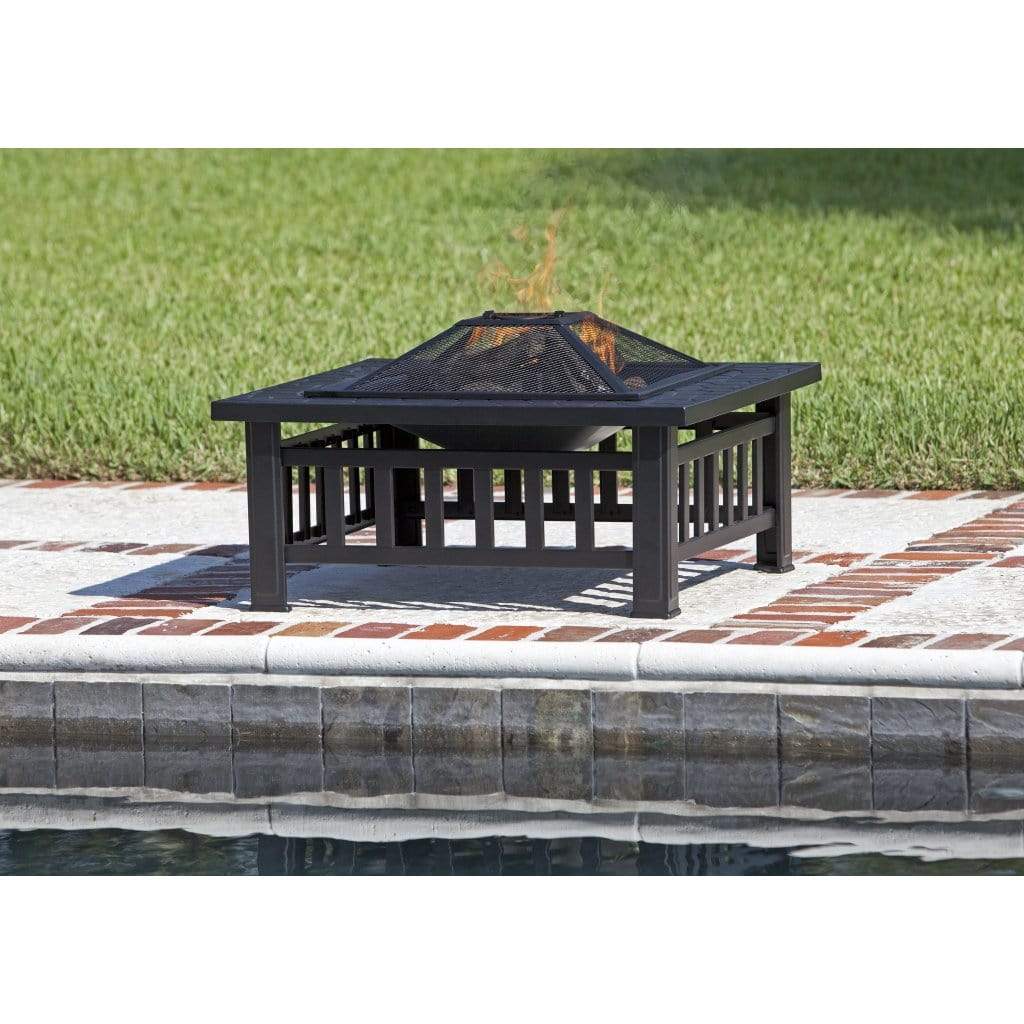 Fire Sense 32" Stonemont Square Wood Burning Fire Pit