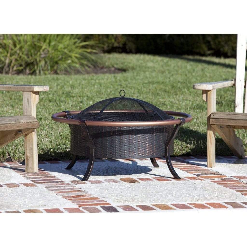 Fire Sense 37" Copper Rail Wood Burning Fire Pit - Antique Bronze