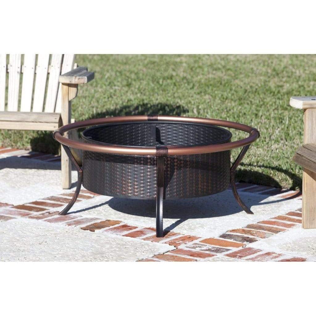 Fire Sense 37" Copper Rail Wood Burning Fire Pit - Antique Bronze