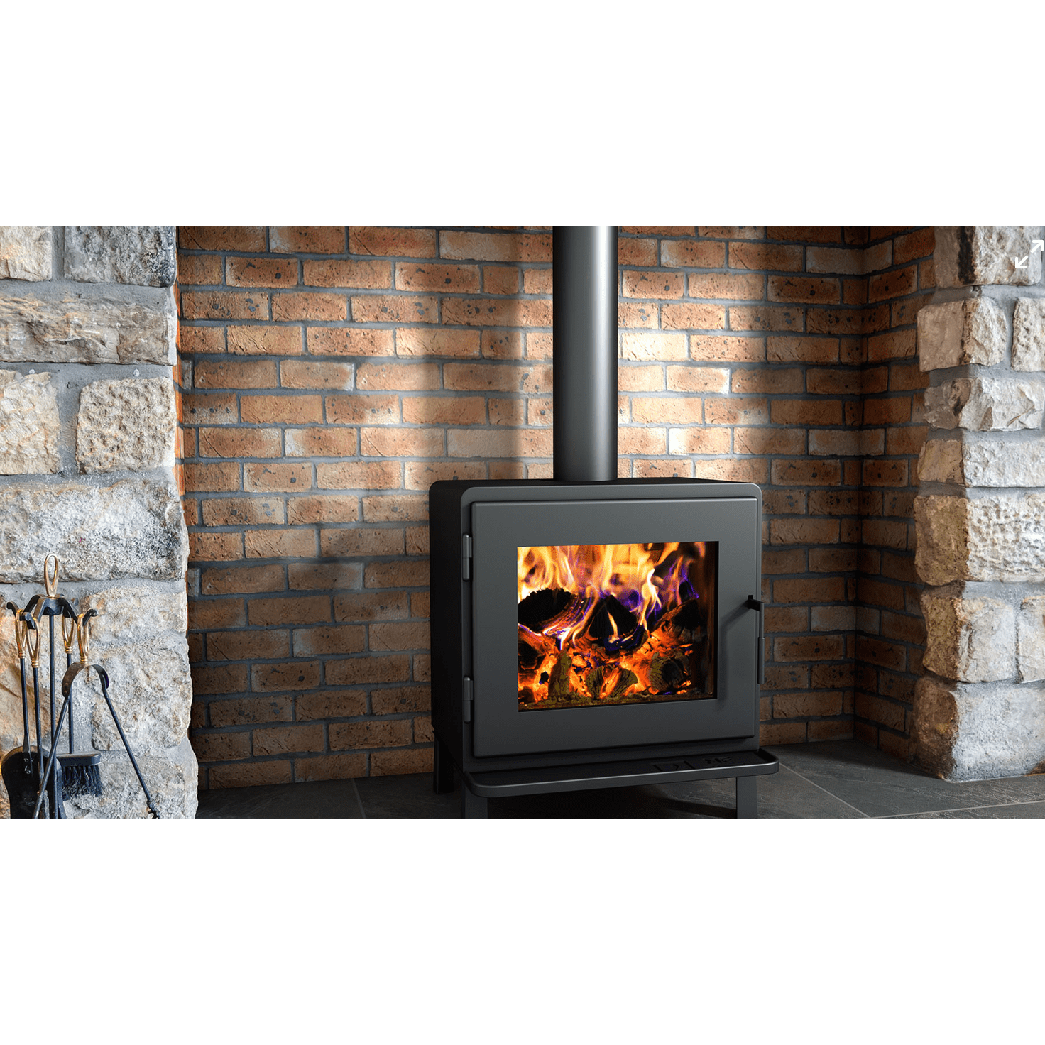 MF Fire Nova Series 22" Charcoal Freestanding Wood Stove With Charcoal Door