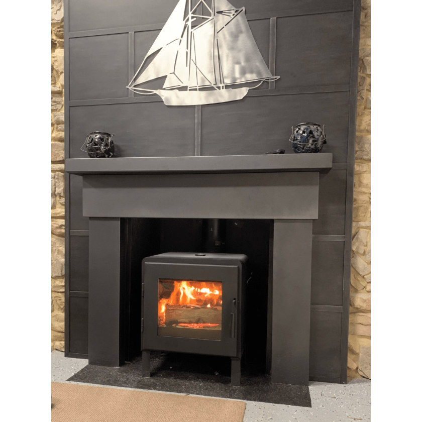 MF Fire Nova Series 22" Satin Black Freestanding Wood Stove With Satin Black Door