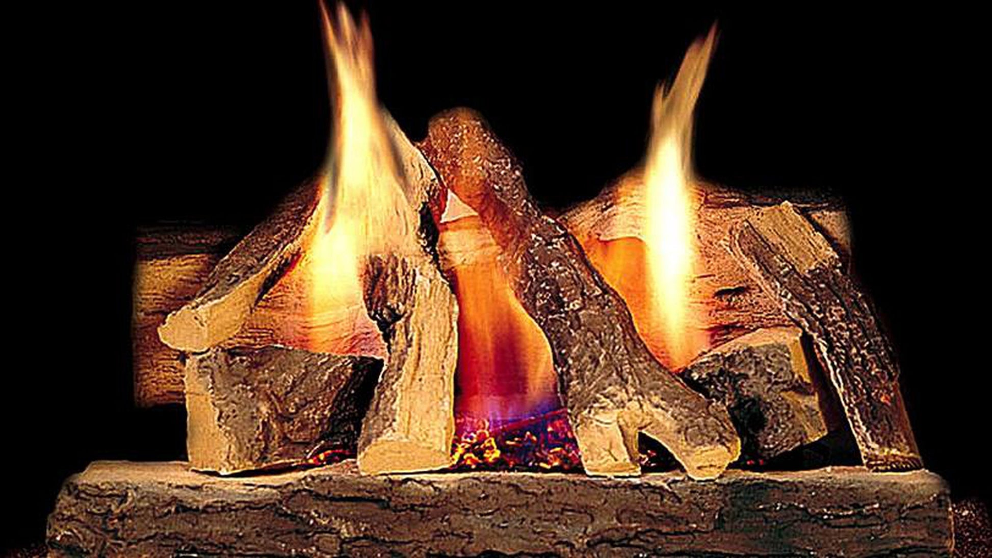 Majestic Campfire 24" 10-Piece Fiber Vented Natural Gas Log Set With Stainless Steel Burner, Hearth Kit and IntelliFire Ignition System