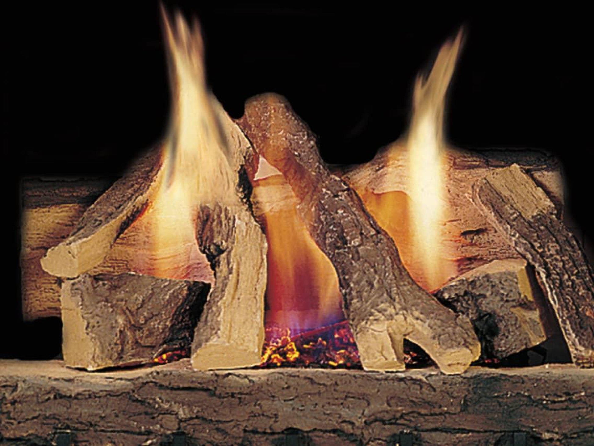 Majestic Campfire 24" 10-Piece Fiber Vented Natural Gas Log Set With Stainless Steel Burner, Hearth Kit and IntelliFire Ignition System