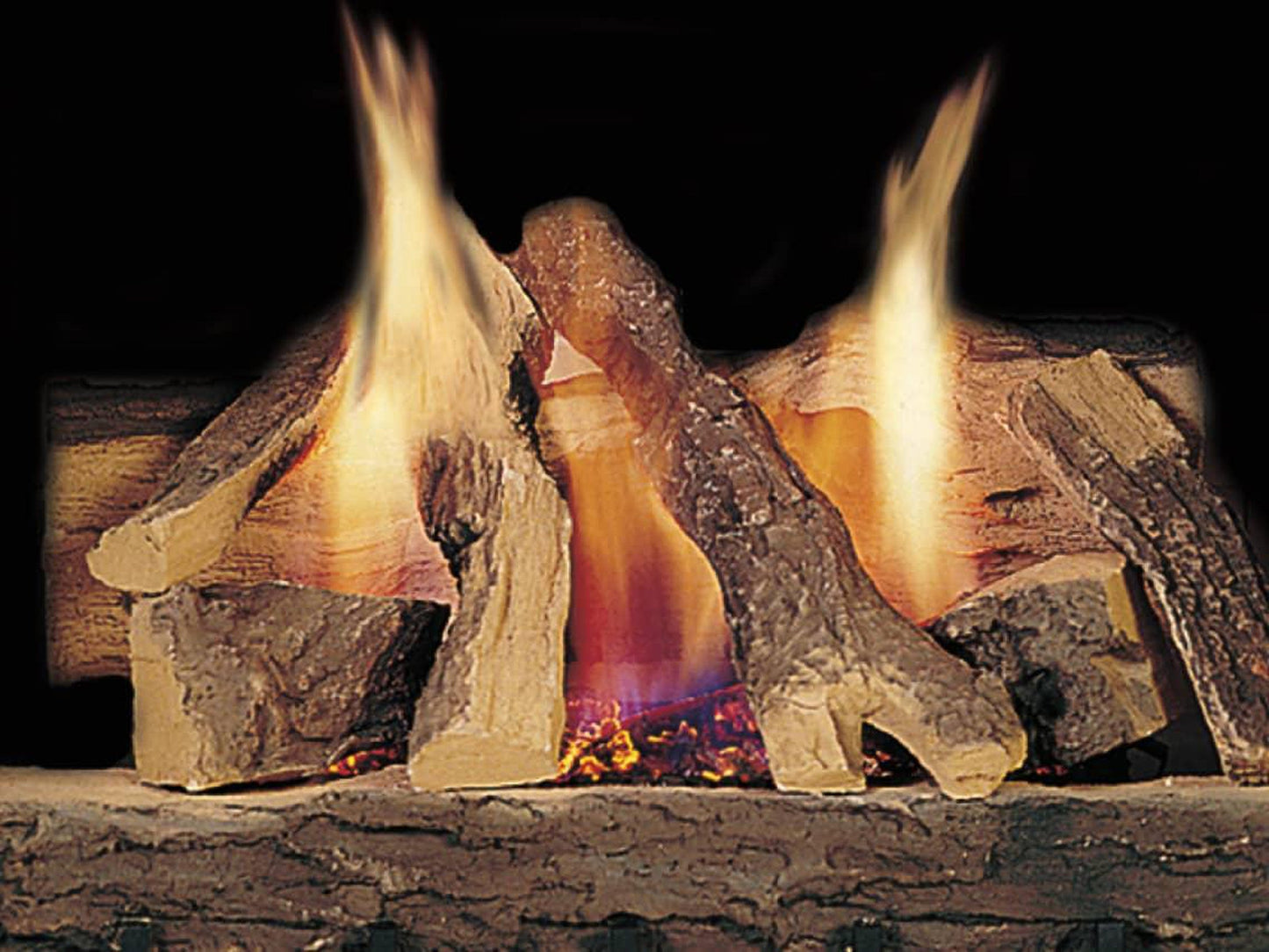 Majestic Campfire 24" 10-Piece Fiber Vented Natural Gas Log Set With Stainless Steel Burner, Hearth Kit and Standing Pilot Ignition System