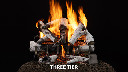 Majestic Grand Birch 24" 11-Piece 3-Tier Vented Gas Log Set