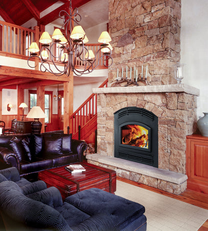 Majestic Pioneer III 48" Classic Black Traditional Wood Burning Fireplace With Arch Door