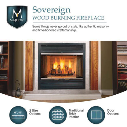 Majestic Sovereign 36" Radiant Traditional Wood Burning Fireplace