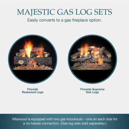 Majestic Villawood 36" Traditional Outdoor Wood Burning Fireplace With Herringbone Refractory