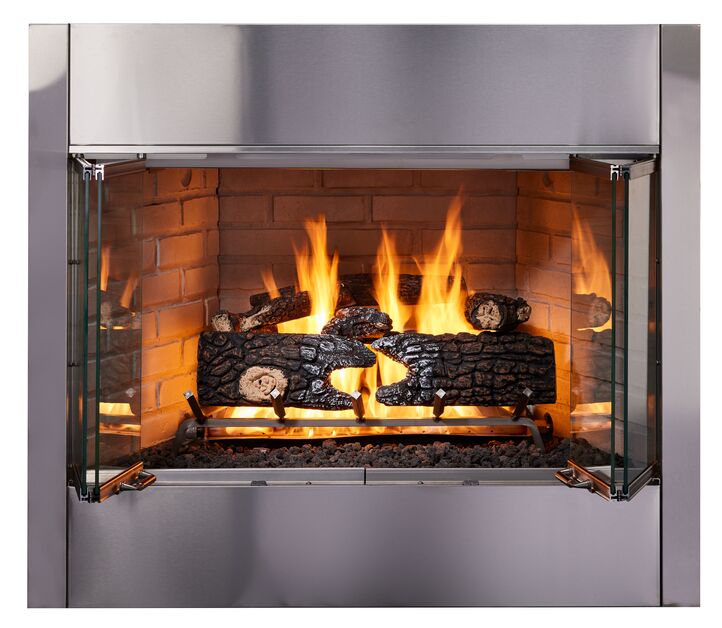 Majestic Villawood 36" Traditional Outdoor Wood Burning Fireplace With Herringbone Refractory