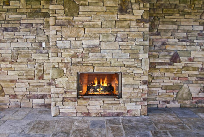 Majestic Villawood 36" Traditional Outdoor Wood Burning Fireplace With Herringbone Refractory