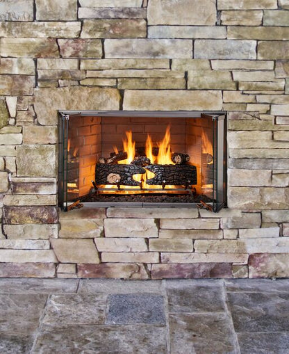 Majestic Villawood 36" Traditional Outdoor Wood Burning Fireplace With Herringbone Refractory