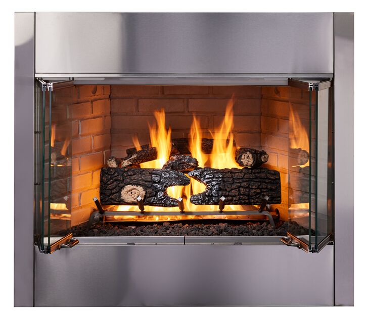 Majestic Villawood 36" Traditional Outdoor Wood Burning Fireplace With Traditional Refractory