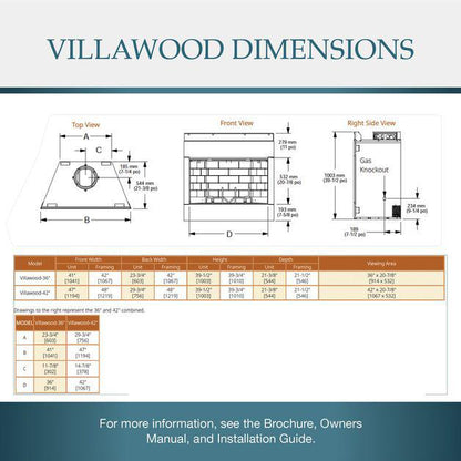 Majestic Villawood 42" Traditional Outdoor Wood Burning Fireplace With Herringbone Refractory