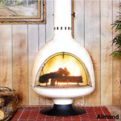 Malm Fire Drum 3 32" Slate Gray Freestanding Wood Burning Fireplace With Screen