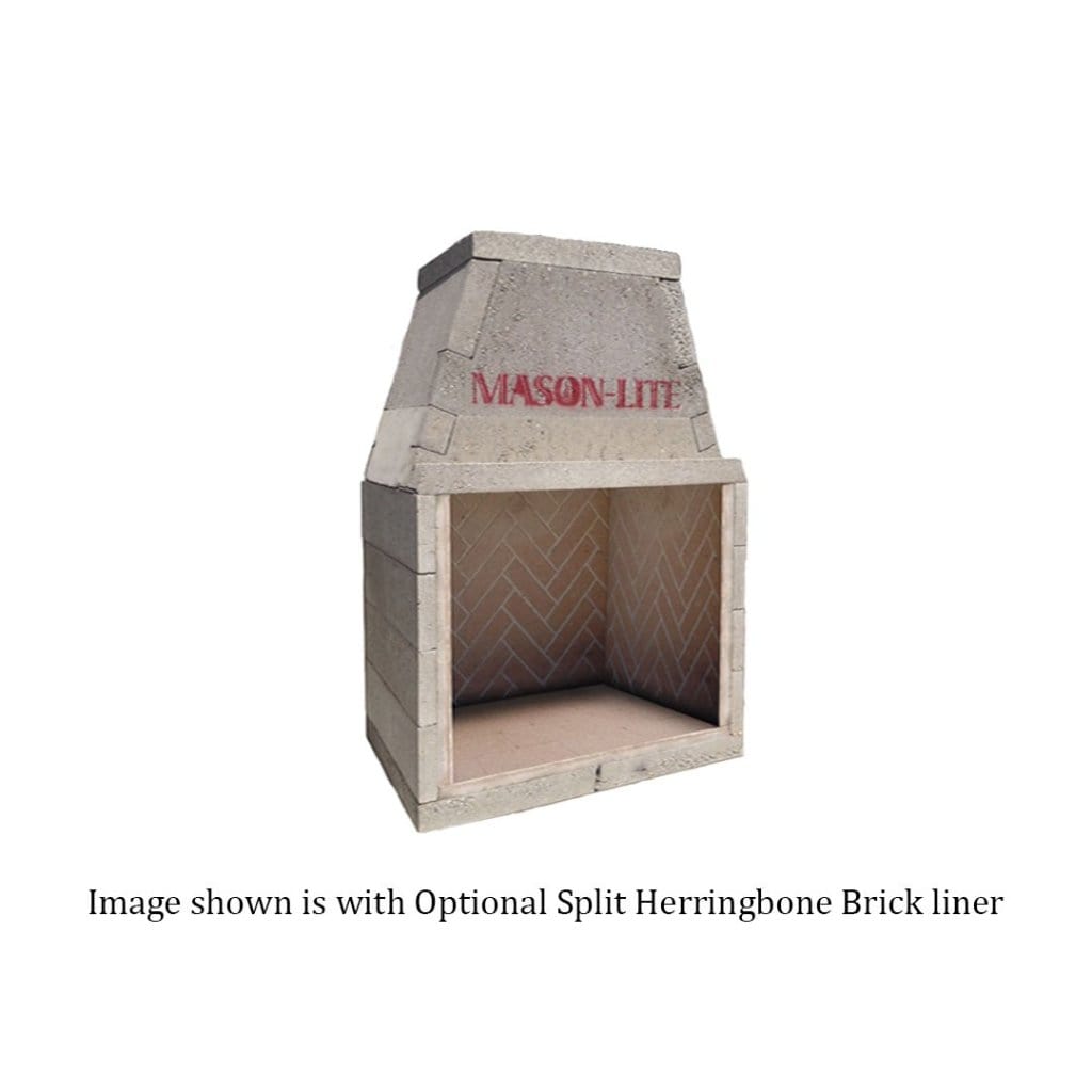 Mason-Lite 33" Pre-Cast Masonry Firebox Kit with 2ft Masonry Chimney and MFP33-SHBL Brick Liner