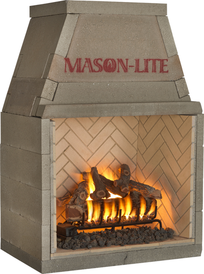 Mason-Lite 8" Cream Extended Full Running Bond Brick Panels for 43" FP See-Through Fireboxes With Height Kit