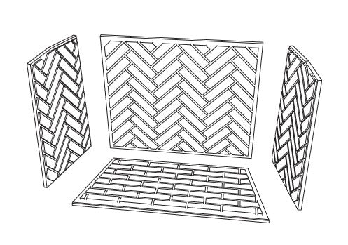 Mason-Lite 8" Gold Extended Split Herringbone Brick Panels for 43" FP See-Through Fireboxes With Height Kit