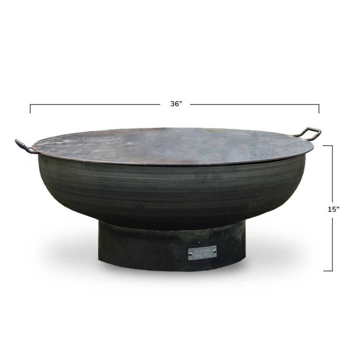 Seasons ELLIPTICAL 36" Natural Rust Patina Wood Steel Fire Pit with Lid