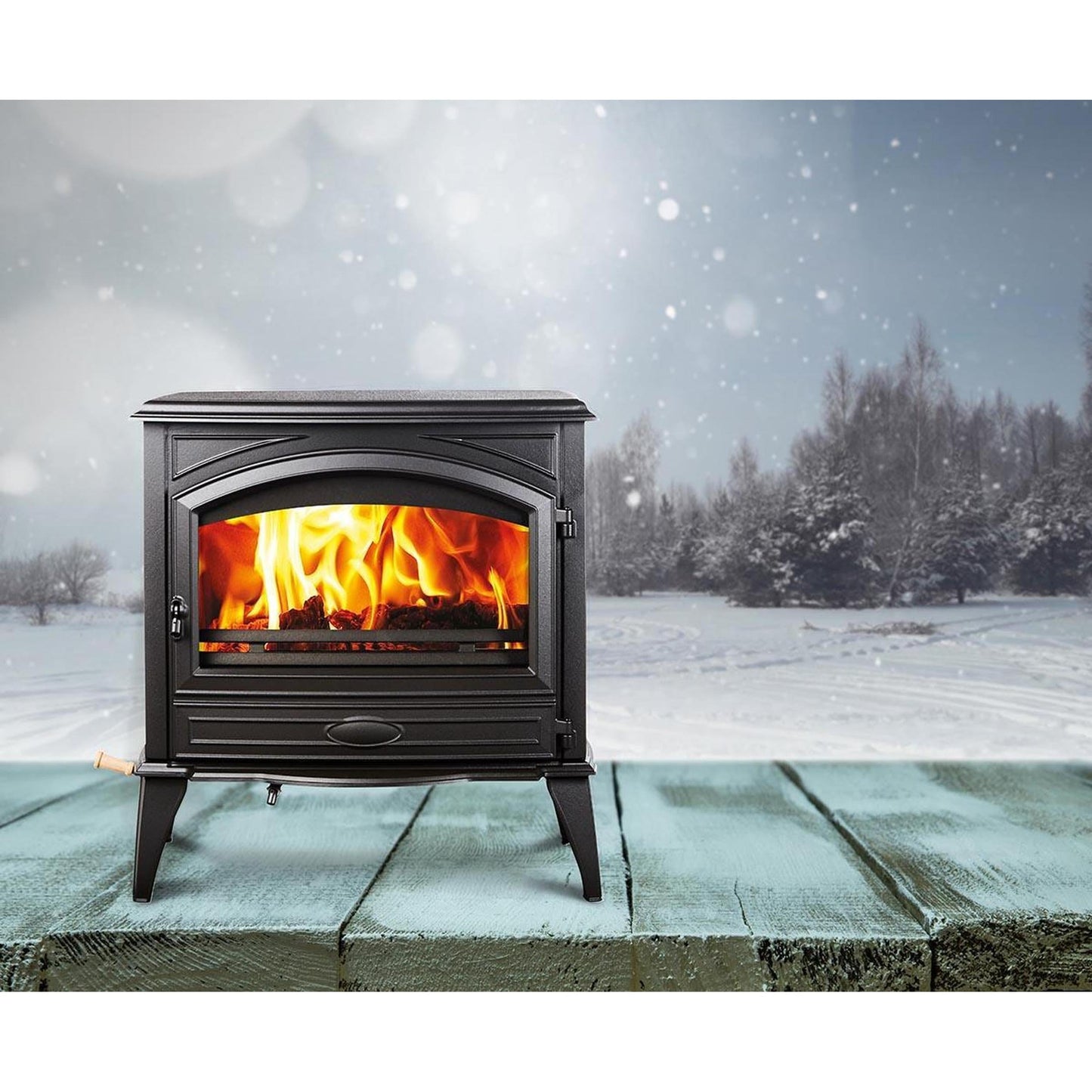 Sierra Flame by Amantii Lynwood W76 Cast Iron Freestanding Wood Burning Stove