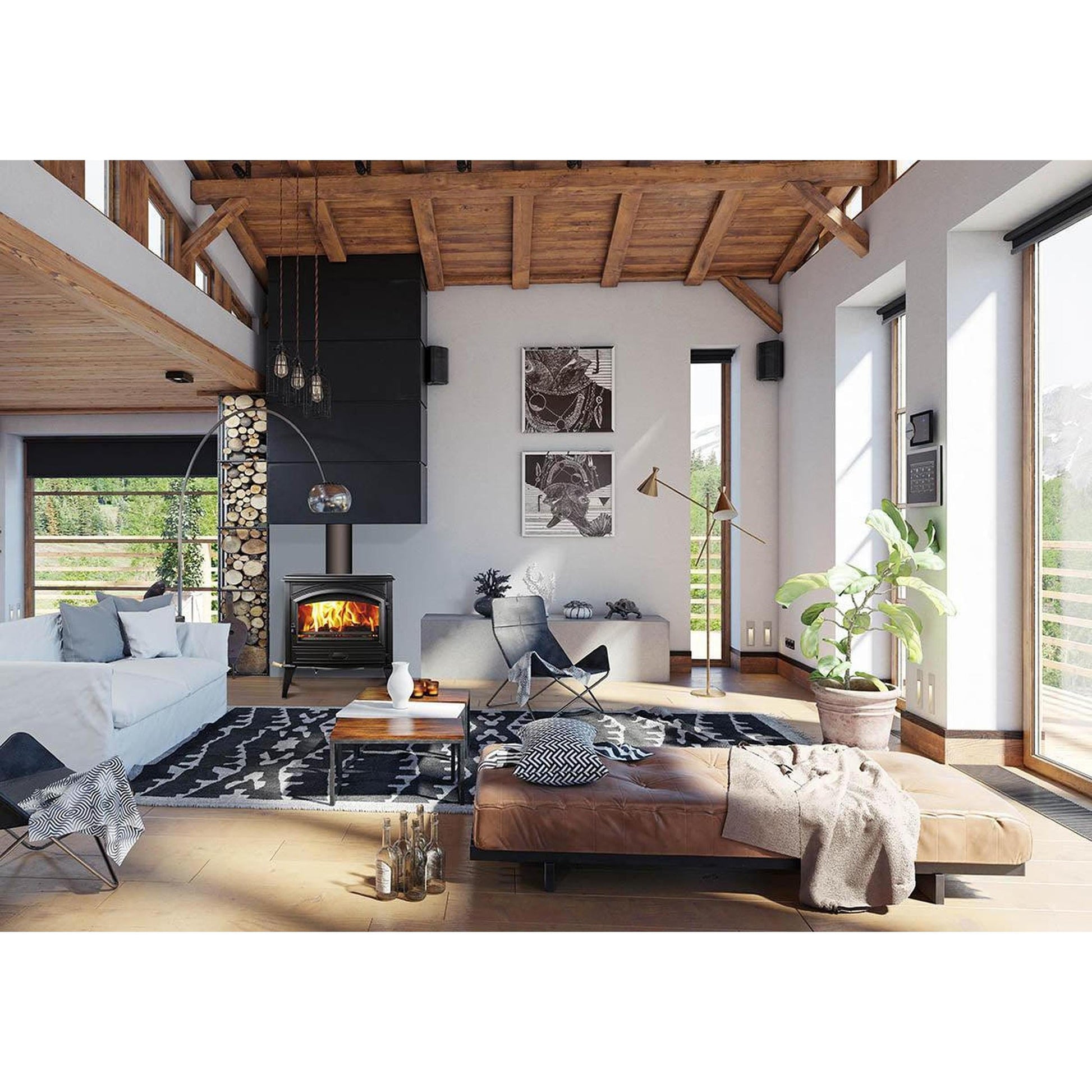 Sierra Flame by Amantii Lynwood W76 Cast Iron Freestanding Wood Burning Stove