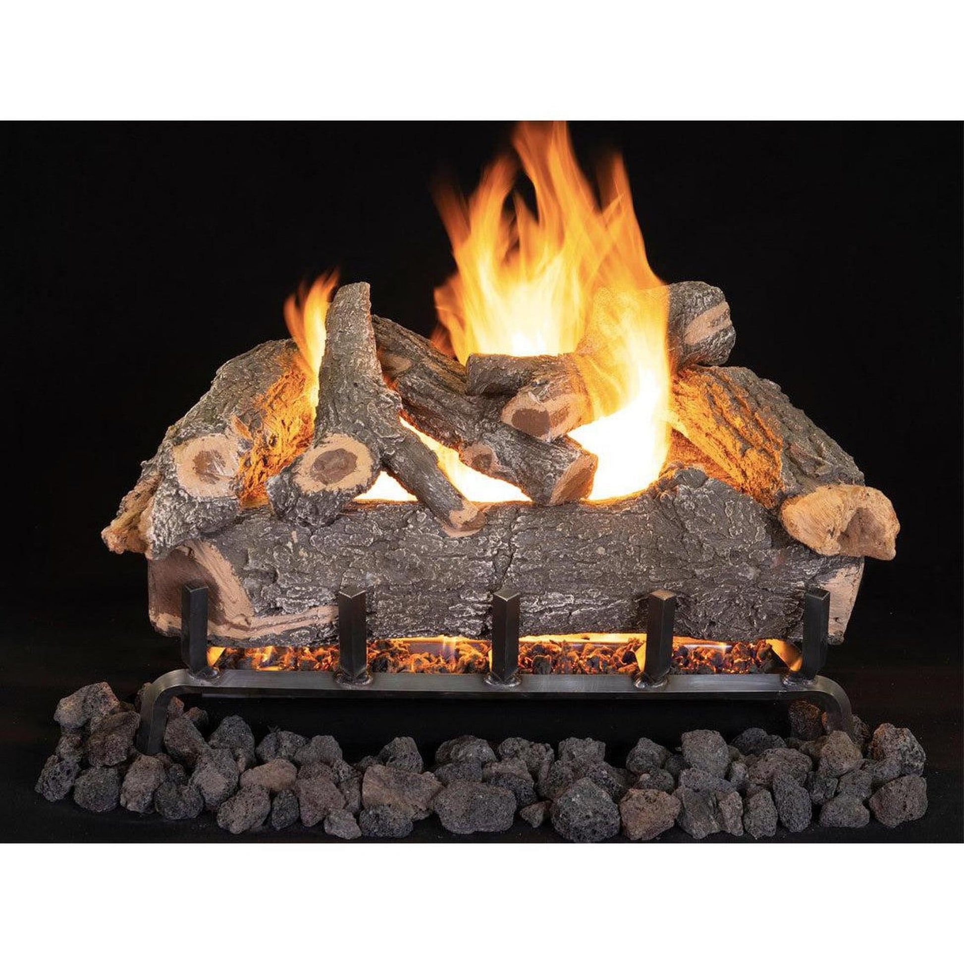 Superior Dual-Burner Series Smoky Weathered Oak 30" 8-Piece Outdoor Vented Gas Log Set