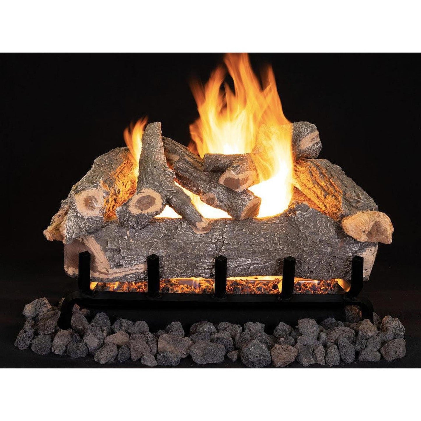Superior Dual-Burner Series Smoky Weathered Oak 30" 8-Piece Vented Gas Log Set